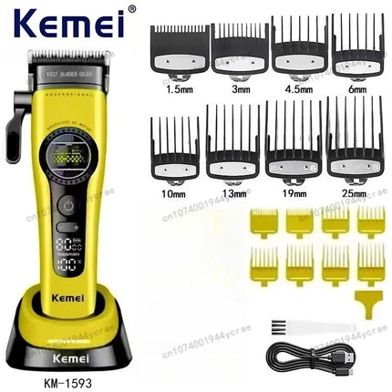 Kemei KM1593/1595 Is Equipped with An External Brushless Hair Clipper for Men's Professional Hair Clippers That Are Rechargeable