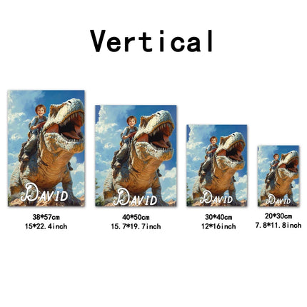 1pc personalized customization, give your child a dinosaur ride, frameless canvas painting, gift for children