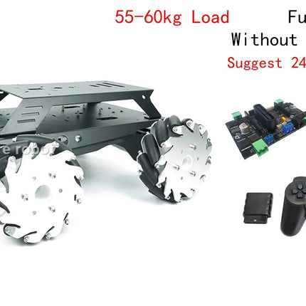 50Kg Load RC Tank Heavy Duty Mecanum Wheel Omnidirectional Robot 12V/24V Motor Metal Chassis for Research Programmable Robot