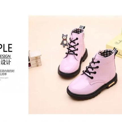 Children Ankle Shoes PU Leather Waterproof Tide Kids Rubber Boots Girls Boys Fashion Boots Anti-Slippery Spring Autumn 2024