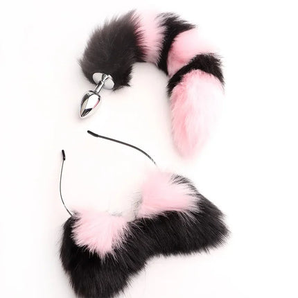 40cm Fox Tail Anal Plug Sexy Plush Cat Ears Headbands Set Butt Plug Tail Erotic Cosplay Sex Toys for Women Anal Masturbating