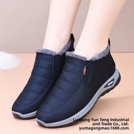 Winter New Fleece Lined Anti-slip Soft Bottom Women's Short Boots Thick Warm Cotton Shoes round Toe Casual Style Comfortable