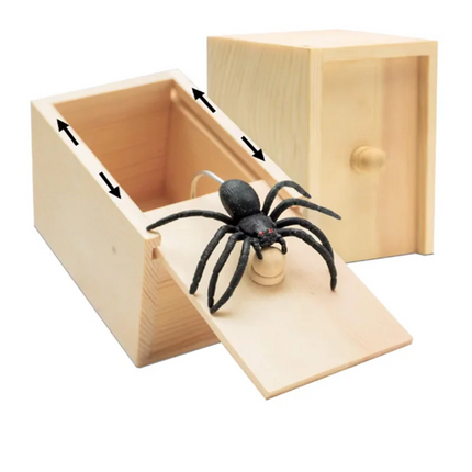 Trick Spider Funny Scare Box Wooden Hidden Box Quality Prank Wooden Scare Box Fun Game Prank Trick Friend Office Toys