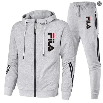 2026 Men's Spring and Fall Outdoor Zipper Jacket + Sweatpants Jogging Set Casual Basketball Fitness Two-piece Set