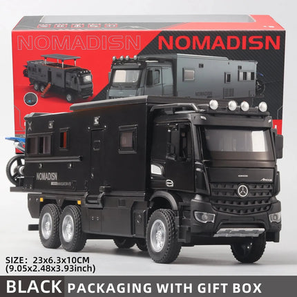 1:24 Benz Camper RV Motorhome Toy Model Car, Diecast Pull Back Truck Toy Car Model with Sound and Light for Kids Boys Girls
