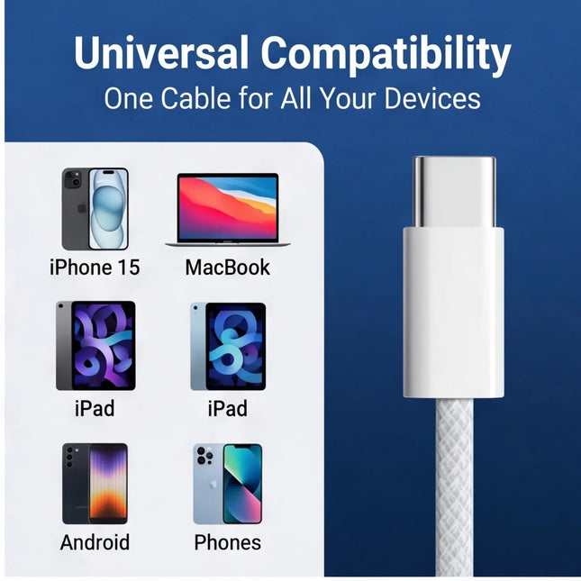 USB-C to USB-C Cable 2-Pack – Durable Braided Design, Smooth Connectors, Stable Data Sync and Standard Charging