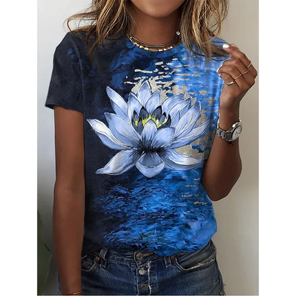 2024 New O-Neck 3d Butterfly Print T Shirt Women's T-shirt Summer Fashion Short Sleeve Tops Oversized Summer Top Female Clothing
