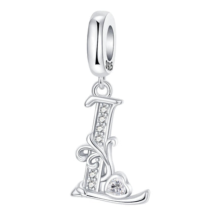 925 Sterling Silver  A-Z 26 English Letters Retro Fashion Pendant Fit Original Bracelet Charm Beads Necklace Diy Female Jewelry