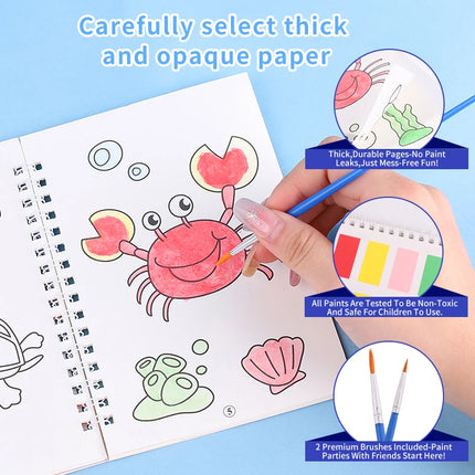 4pcs/set Cartoon Coloring Books DIY Watercolor Painting Book Graffiti Picture Books Painting Drawing Toys for Children Gift