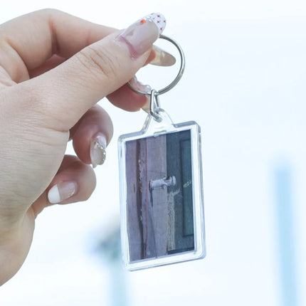 1-50pcs Transparent Acrylic Blank Insert Keychain Round Sauqre Photo Picture Frame Rectangle Keyring Holder DIY Split Ring Gifts