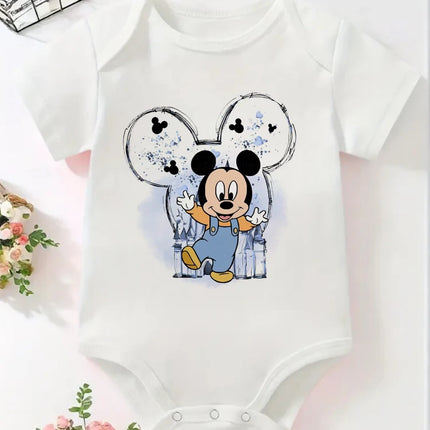Cute Stitch Angel Mickey Minnie Newborn Baby Romper Short Sleeve Jumpsuit Infants Clothes Summer Fashion Bodysuit