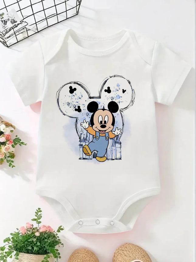 Cute Stitch Angel Mickey Minnie Newborn Baby Romper Short Sleeve Jumpsuit Infants Clothes Summer Fashion Bodysuit