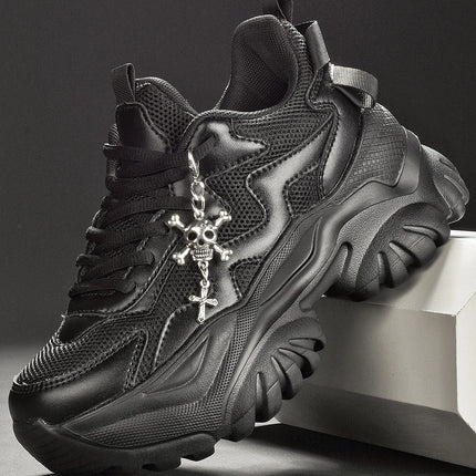 Women's outdoor four seasons fashion casual shoes Black platform high heels women's Halloween punk style light women's sneakers