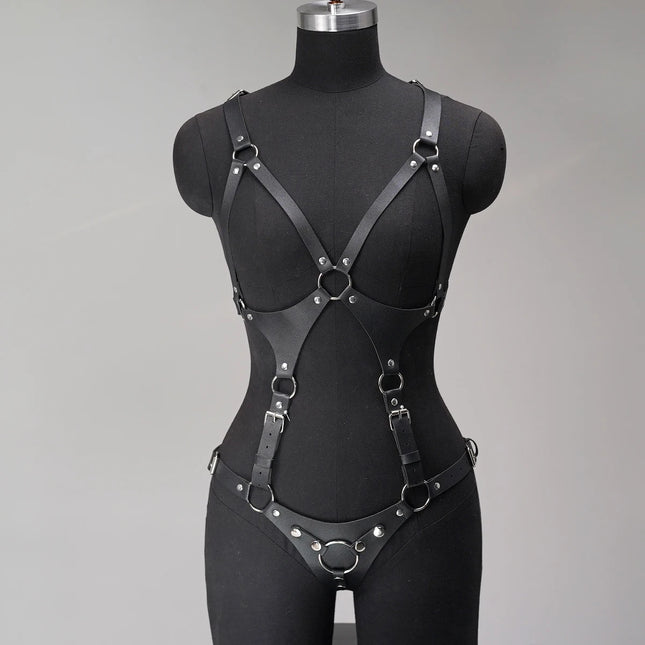 Full Body Leather Harness Daily Outfit Women Body Harness BDSM Lingerie Rave Outfit Bondage Harness Full Body BDSM Lingerie Set