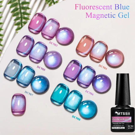 7pcs Shiny Cat Magnetic Gel Nail Polish Set With Magnetic Rod Pink Colorful Semi Permanent Soak Off UV Gel Varnish Nail Supplies
