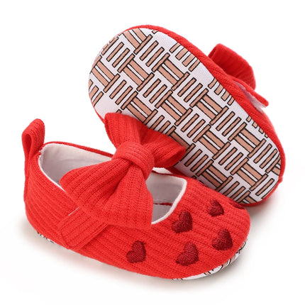 Spring and Autumn Embroidered Peach Heart Step Bow-knot Baby Shoes 0-1 Year Old Hand held Male and Female Baby Soft Bottom