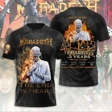 New 2026 Rock Megadeth Band 3D Printed Men's and Women's T-shirt Fashion Short Sleeve Punk Hip Hop Street Harajuku Top