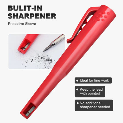 Carpenter's Pencil Card Set, Deep Hole Marking And Drawing, With 2.8mmLeads,Pencil Sharpener,For Carpenter Woodworking Architect