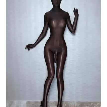 Sexy Men Nylon Catsuit Bodystocking Penis Sheath Hooded Bodysuit Tights Leotard Conjoined Lingerie Jumpsuit Sex Game Sm Toys