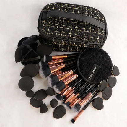 Professional Makeup Brushes Set for Foundation Eyeshadow Highlighter Blush Concealer Powder Cosmetic Tools with Sponges Kit