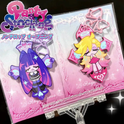 Anime Panty Stocking with Garterbelt Stocking Panty Cosplay Keychain Kawaii Acrylic Pendant Keyring Key Chain Bag Accessories