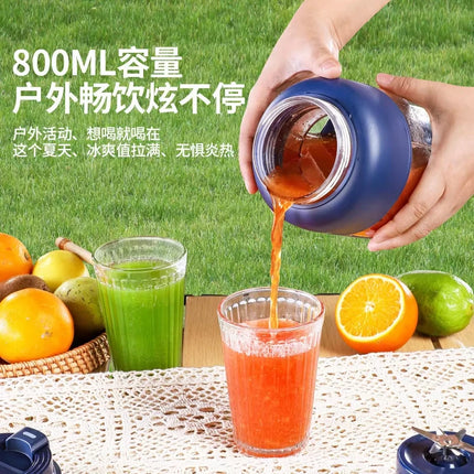 Portable electric citrus juicer and smoothie blender, 28 ounce portable fresh juicer with straw and 2 lids, mini fruit blender