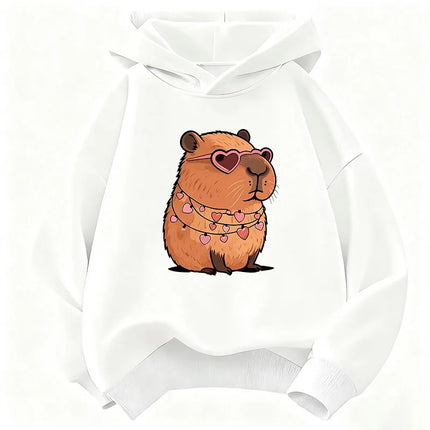 Streetwear Capybara Printed Hooded Kids Children's Sweatshirt Cute Hoody for Boys Girls Autumn Spring Casual Hoodies