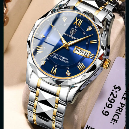 POEDAGAR Luxury Men Wristwatch Waterproof Luminous Date Week Watch For Man Stainless Steel Men's Watches Quartz Male Clock Sport