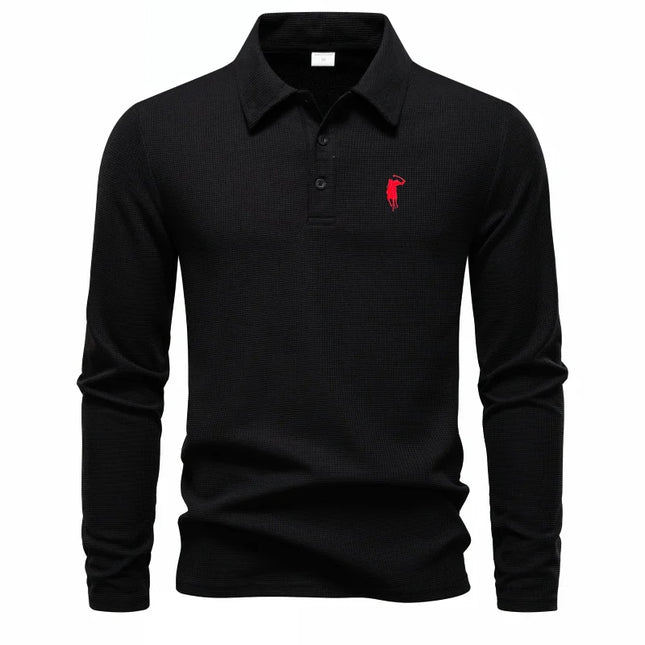 Luxury brand polo shirt long sleeved embroidered design men's top 2025 autumn new comfortable breathable business casual T-shirt
