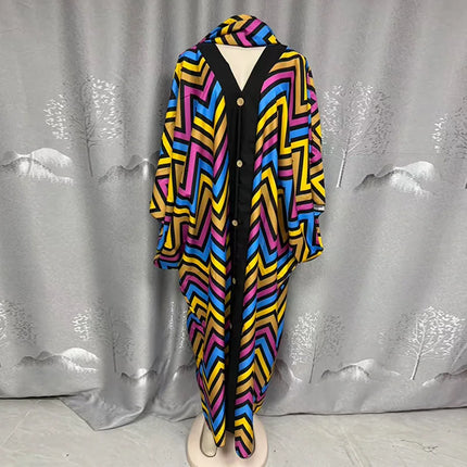 Women's clothing 2026 autumn new style sweet and fresh striped V-neck batsleeves loose large-size dress long dress