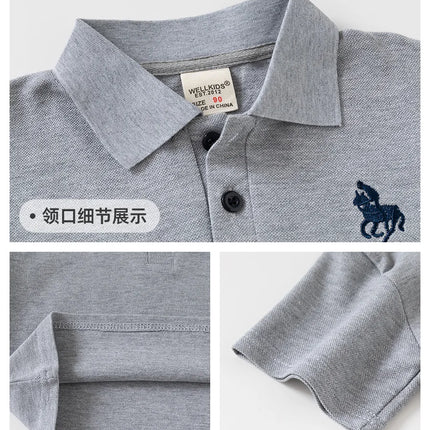 2026 Short Sleeve Summer Boy's Polo Shirt Children Tops Wear 90-130 CM Kids Tees Soft Boys Costumes 4-6Y