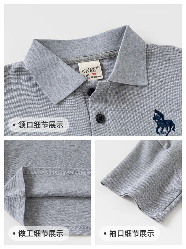 2026 Short Sleeve Summer Boy's Polo Shirt Children Tops Wear 90-130 CM Kids Tees Soft Boys Costumes 4-6Y
