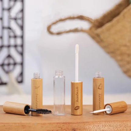 Natural Health Bamboo Lip Gloss Glaze Tube Eyelash Mascara Bottle High-grade Eyeliner Container DIY Nail Edge Oil Empty Tube