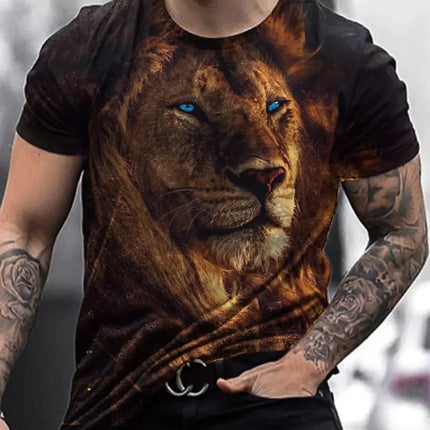 Animal Pattern Men's T-Shirt 3D Barbarian Bear Short Sleeve Fashion Personalized T-Shirt Loose Oversized T-Shirt Men's Clothing