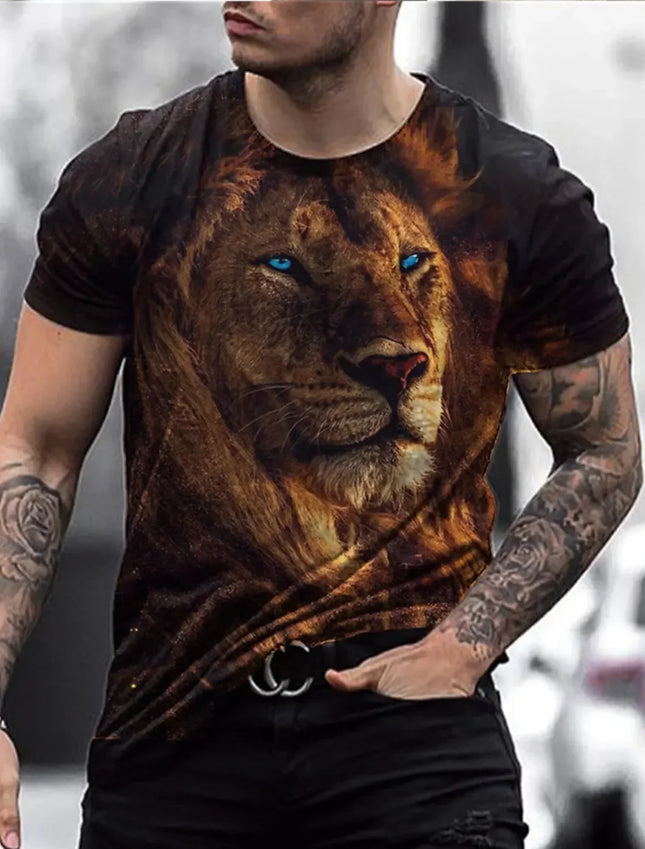 Animal Pattern Men's T-Shirt 3D Barbarian Bear Short Sleeve Fashion Personalized T-Shirt Loose Oversized T-Shirt Men's Clothing