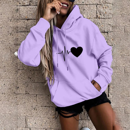 Women's Hoodies Tops Long Sleeve Sports blouse Spring Fashion fun Print Sweatshirts Solid Casual Loose Hooded Sweatshirt