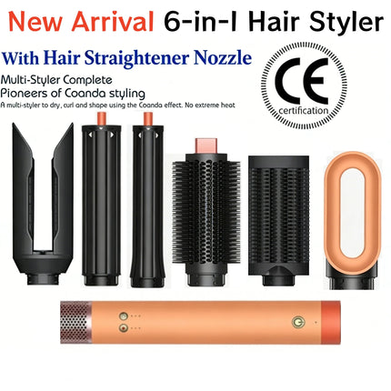SenCiciMen 6-in-1 Multi Hair Styler Hot Air Brush Curling Iron Hair Dryer Multifunctional Curling Barrel for Daily Hair Styling