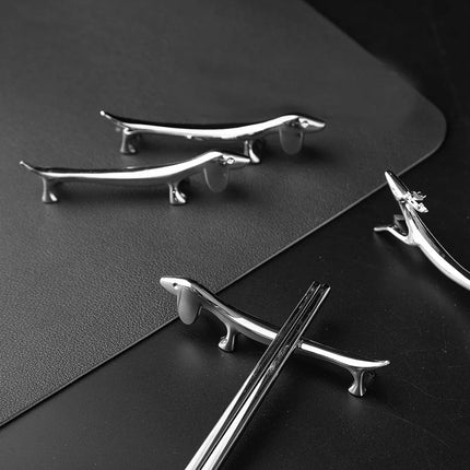 Dinner Table Supplies Zinc Alloy Cutlery Bracket Holder Silver Fawn /Little Dog Shape Cutlery Storage Cute Tableware Rack Holder