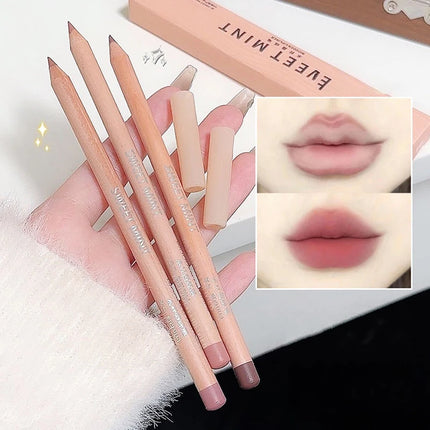 Wood Matte Lip Liner No Color Outline Lip Lipstick Pen Long-Lasting Easy To Sharpener Perfect Lip Contour Lipstick Pencil
