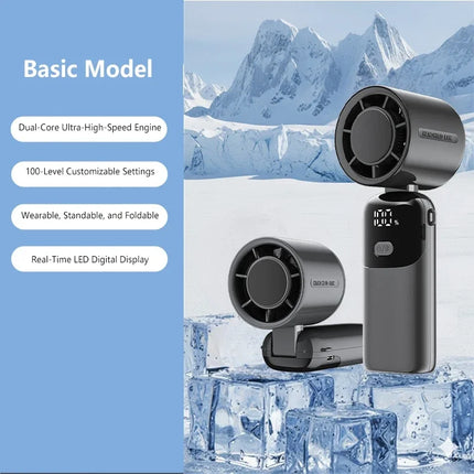 Lenovo Portable Handheld Cooling Fan 100-Speed Powerful Wind Ultra-Quiet Hanging Foldable 90° Adjustable for Office Outdoor
