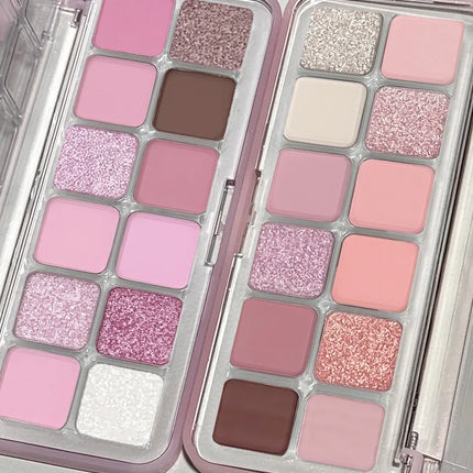 12 Colors Shimmer Matte Eyeshadow Palette Nude Rose Pink Glitter Pigment Eye Shadow Lasting Waterproof Make Up Palette Cosmetics