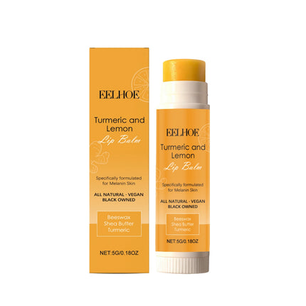 Turmeric Lemon Lip Balm Brightening Moisturizing Softens Lip Skin Protective Lip Care Cream for Dry Chapped Lips Daily Hydrating