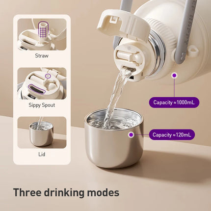 Philips handheld thermos bottle 1L thermos cup, children's handheld thermos pot,leak-proof,316 stainless steel construction