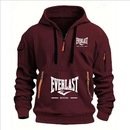 Fashion autumn and winter men's brand clothing multi-zipper design printed hoodie casual sweatshirt loose hooded jumper