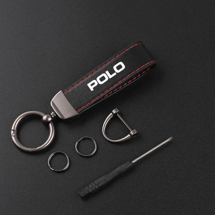 Deluxe Leather Car Keychain Keyring Lanyard Gift Keychain for VW POLO