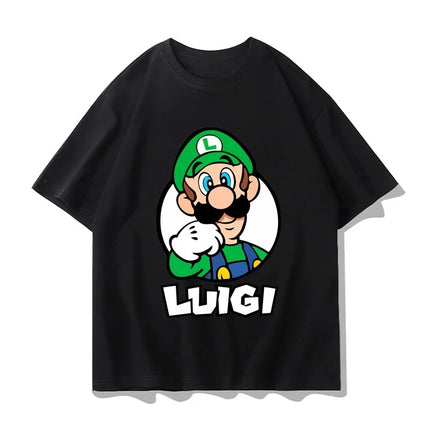 Super Mario Luigi T-shirt Men and Women Summer Cotton Y2K Clothing Fashion Breathable Anime Fans Short Sleeve Tops Streetwear
