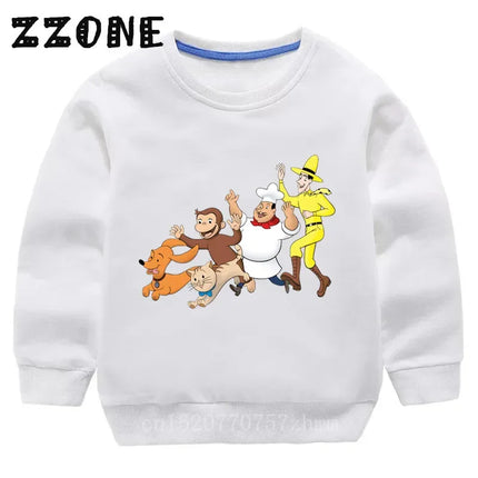 Kids Curious George Monkey Cute Cartoon Sweatshirts Children's Hoodies Baby Cotton Pullover Tops Girl Boy Autumn Clothes,KYT5266