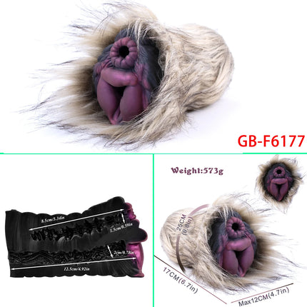 GEEBA Dual Channel Fantasy Furry Masturbation Sleeve For Men Pocket Pussy Silicone Male Masturbator In Fur Adult Sex Toys Supply