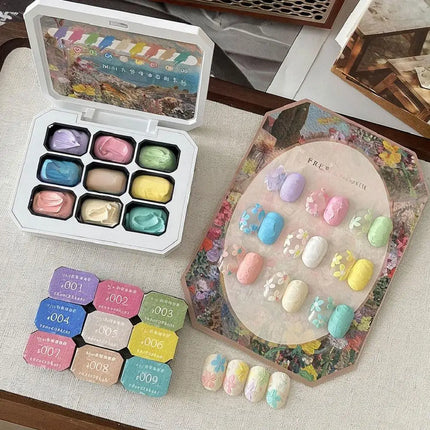 9 Grids Oil Paintting Nail Cream Gel Drawing Gel Paste 3D Texture Oil Gravel Sculpture Varnish Embossing Nail Art Gel