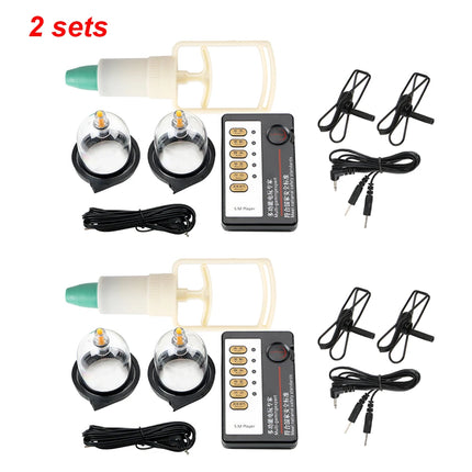 Electric Shock Stimulator Breast Enlargement Pump For Women Clit Clip Nipple Clamps Sucker Vaginal Pumping Erotic Sex Toys Adult
